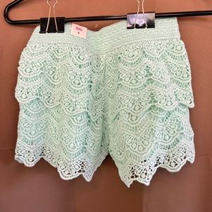 Justice Mint Green Ruffle Shorts